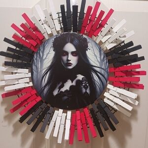 Mystical Gothic Wall Art with Red, Black, and White Design